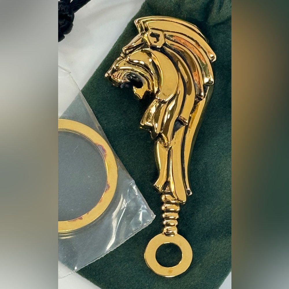 VTG Rick Cameron Lion Head Key Chain Vermeil 925 Sterling Silver + 24k Gold  38g